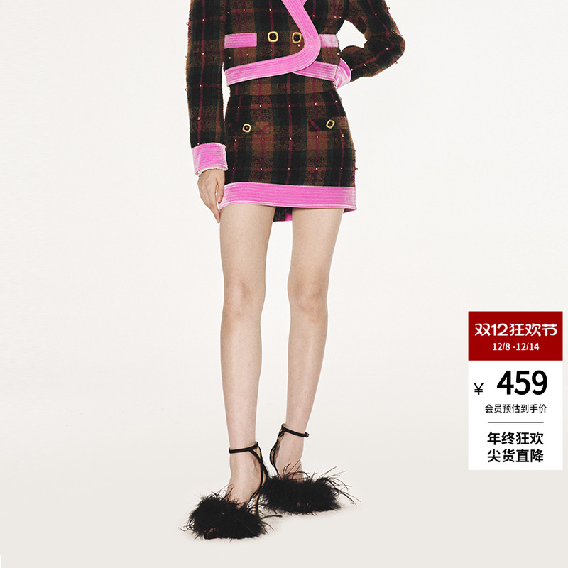 lefame短款A字复古港风半裙