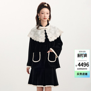 新款 lefame拉飞姆2026春季 洛可可刺绣云肩丝绒外套 陈都灵同款