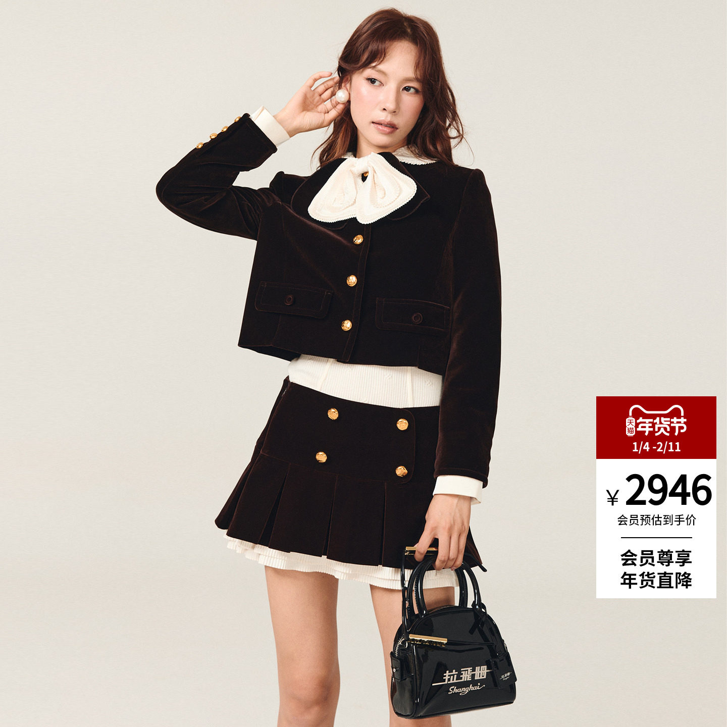 lefame拉飞姆2025年冬季新款棕色老钱千金风丝绒短款羽绒服外套女,女装/女士精品,短外套,淘宝优惠券,粉丝福利购,淘宝优惠卷