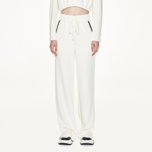 lefame拉飞姆休闲学院风彩钻金链宽松肌理长裤