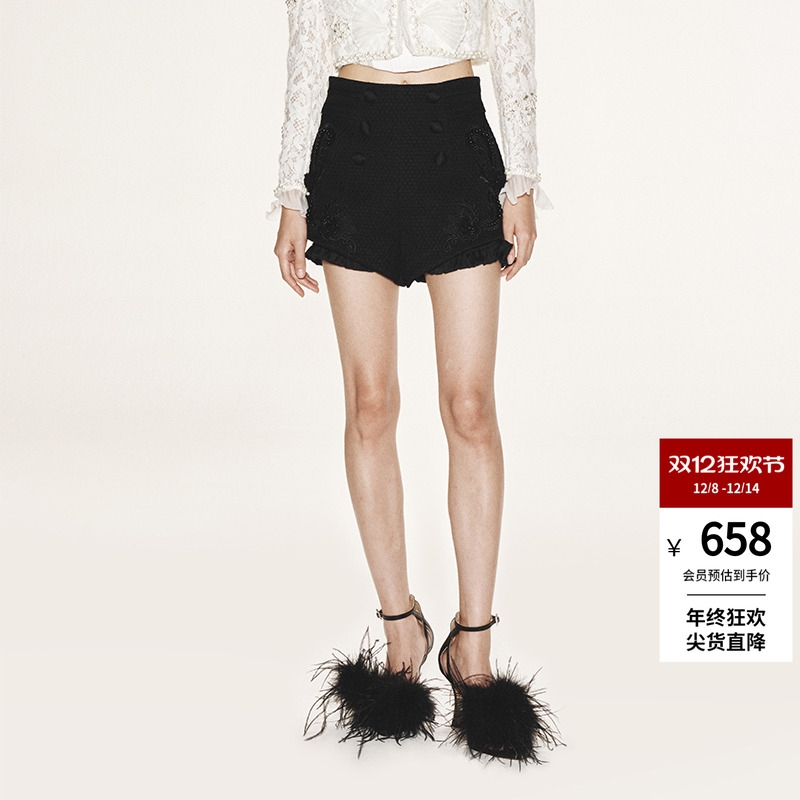 lefame东方花卉肌理感短裤