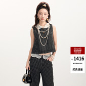 洛可可波点廓形A字牛仔背心马夹女 时尚 lefame拉飞姆2026春季 新款