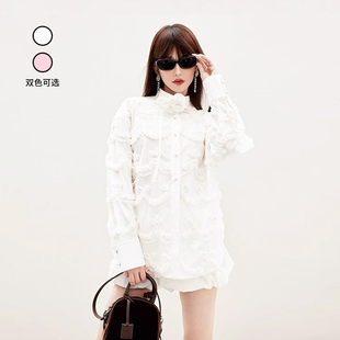 外套 饰宽松衬衫 lefame拉飞姆2026春季 蕾丝帷幔花边装