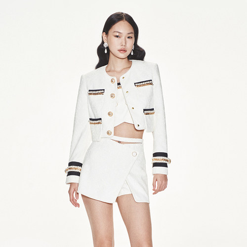 lefame小香风短款蕾丝外套