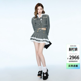 lefame拉飞姆小香风洛可可毛呢短外套上衣 Angelababy同款