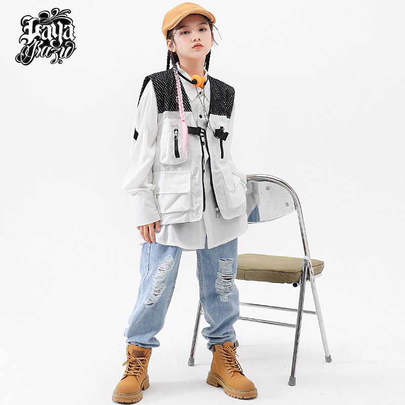 少儿街舞服装嘻哈马甲宽松衬衫套装男女童hiphop儿童潮服表演出服怎么看?