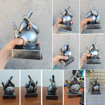 跨境保龄球奖杯Bowling trophy保龄球俱乐部奖杯奖牌树脂摆放奖品