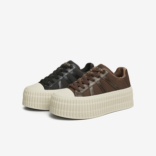 百思图2025春新款 板鞋 厚底女运动休闲鞋 I7591AM5 厚底饼干鞋