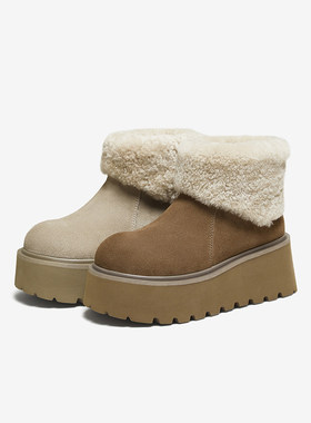 百思图2025冬季商场新款厚底雪地靴加绒保暖棉鞋女短靴L9528DD5