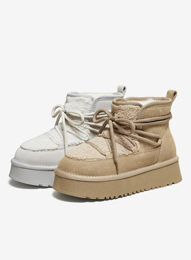 【面包靴】百思图2025冬季新款厚底雪地靴保暖棉鞋女短靴L8728DD5