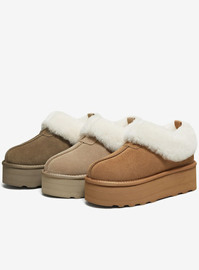 【奶油可颂】百思图2025冬季新款毛毛鞋棉鞋女厚底雪地靴N8097DM5