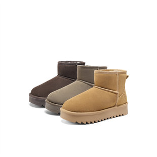 森达真皮羊毛雪地靴女25冬新加绒加厚户外保暖东北棉鞋 ZTI57DD5