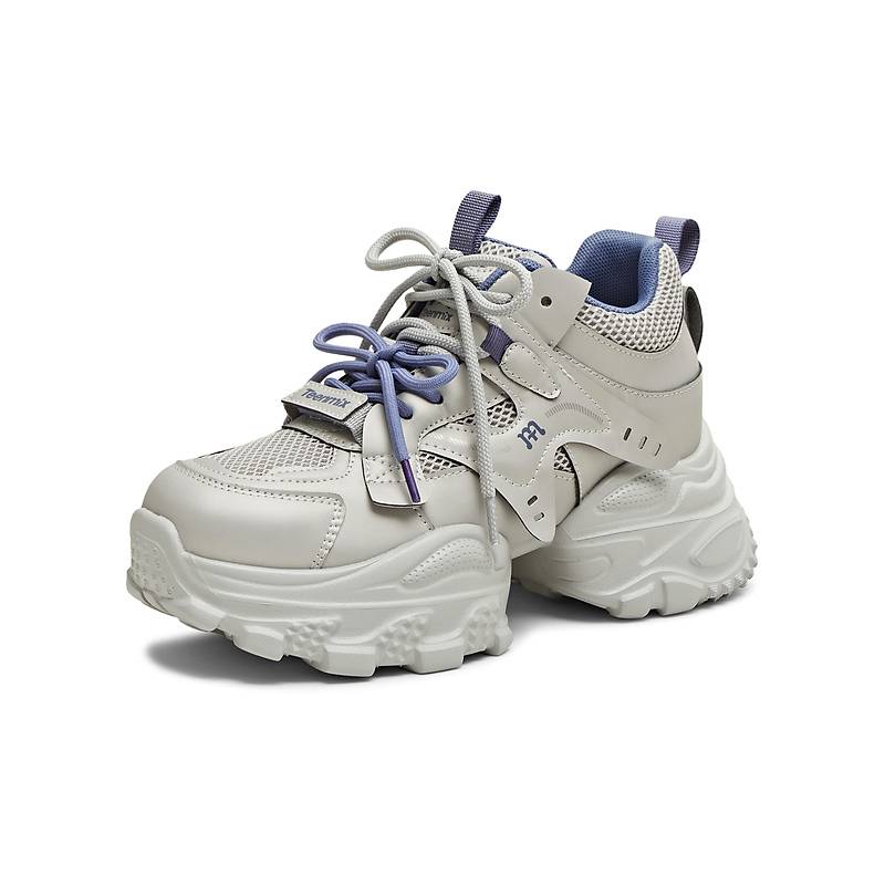 天美意潮酷厚底老爹鞋运动鞋女银色休闲鞋2025冬新款BM231DM5