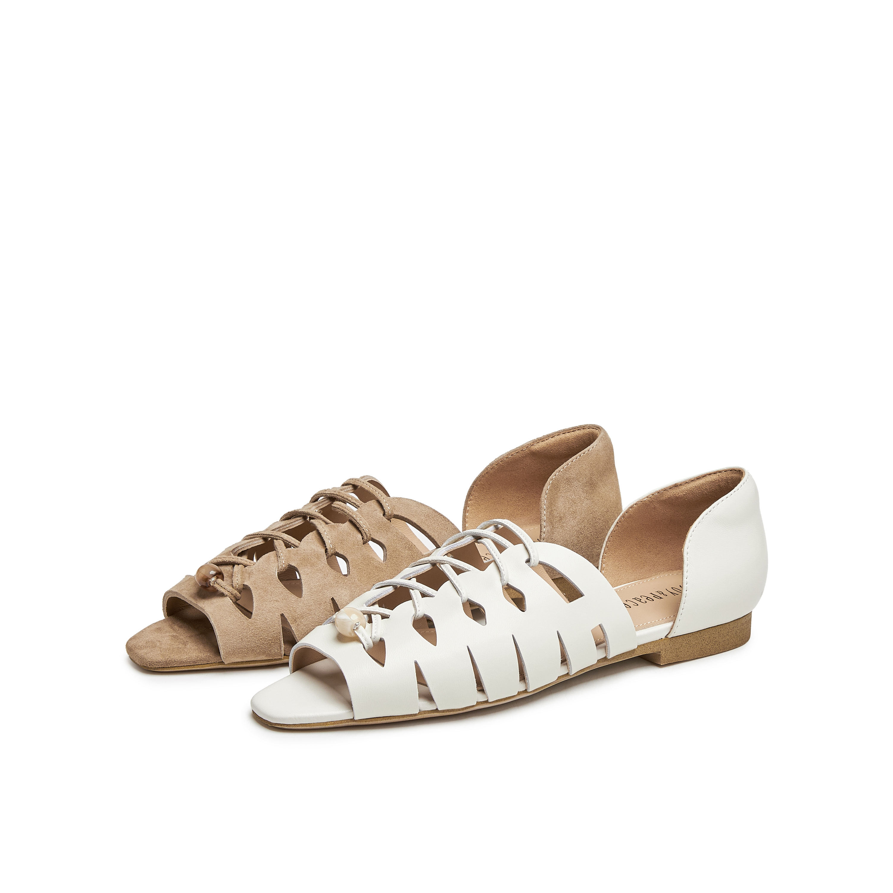 真美诗2025夏季新款羊皮镂空复古平底奥赛罗马鱼嘴凉鞋女L2166BY5,女鞋,罗马凉鞋,淘宝优惠券,粉丝福利购,淘宝优惠卷