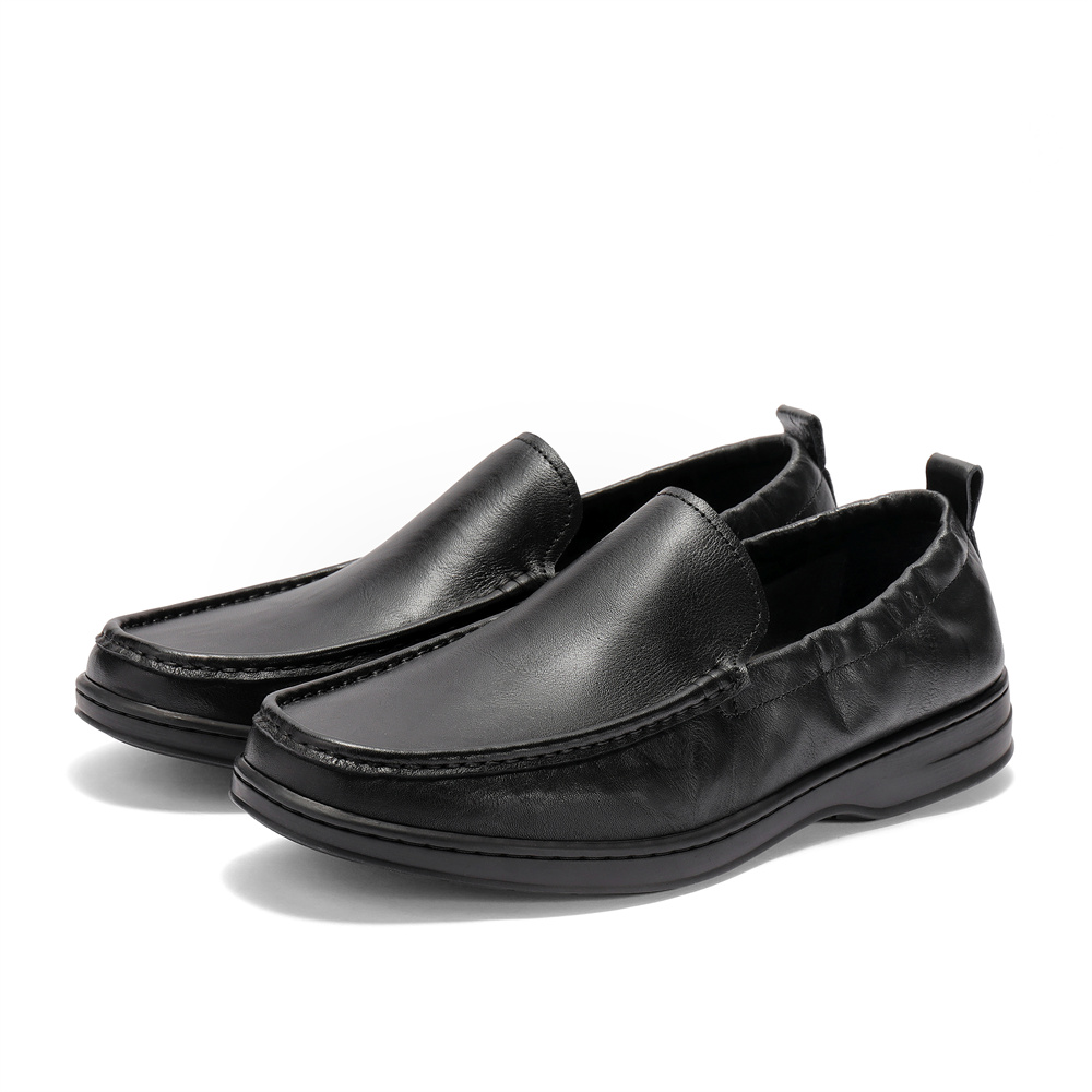 森达休闲皮鞋男2025夏季新款舒适一脚蹬平底休闲鞋JDZ21BM5