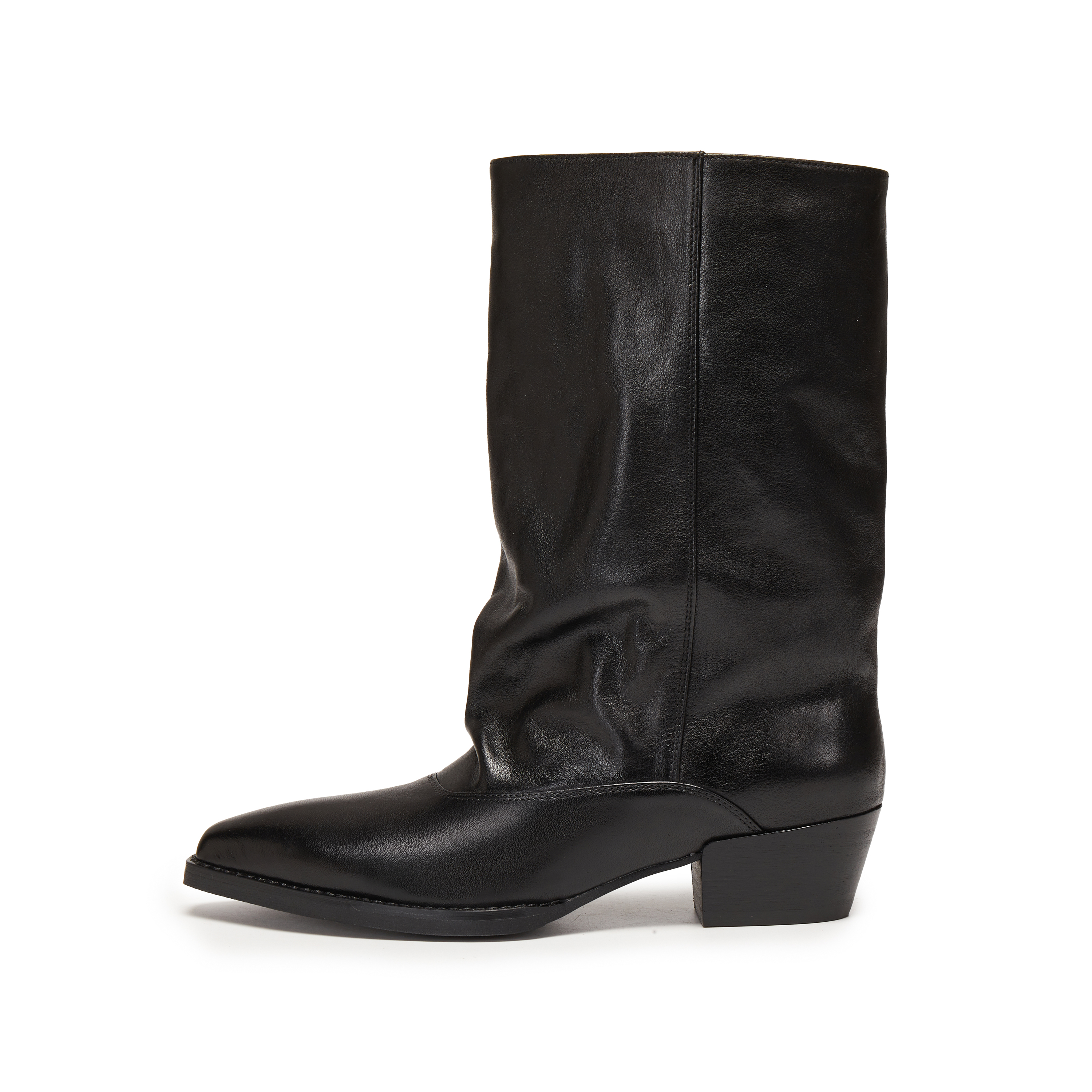 思加图2025新款复古西部靴牛仔靴长靴高筒靴粗跟堆堆靴靴J7102DS5