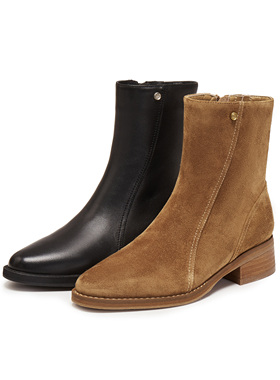 真美诗2025冬季新款牛皮优雅气质瘦瘦靴粗跟时装靴短靴女R65B9DZ5