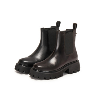 思加图2025新款 英伦风棕色切尔西靴烟筒靴中靴厚底女靴子Z1455DD5