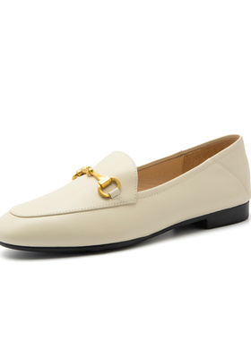 Bata一脚蹬女2024春季新款英伦百搭羊皮舒适通勤乐福单鞋17526AA4