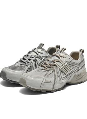 百丽厚底透气灰色老爹鞋女25秋季新款覆古运动休闲鞋子E4L1DCM5