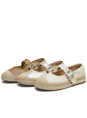 天美意闪钻厚底休闲度假渔夫鞋女玛丽珍浅口鞋2025夏新款KP012CA5