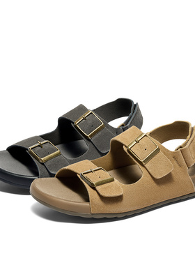 森达勃肯鞋男款2024新款夏季外穿舒适平底休闲凉鞋WPZ65BL4