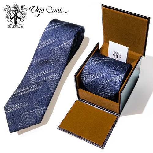 意大利高档格纹真丝领带男正装