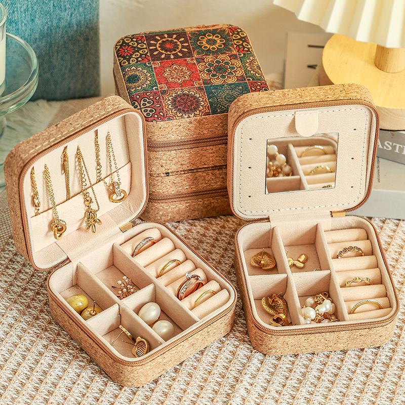 高档复古镜子首饰盒便携旅行