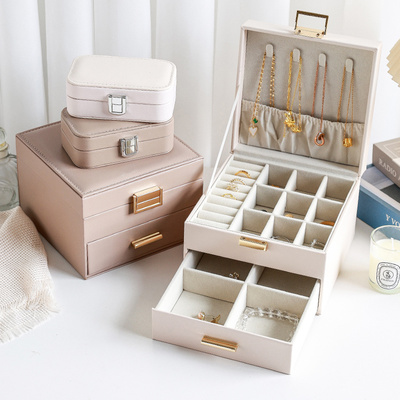 首饰收纳盒高档精致防尘带抽屉