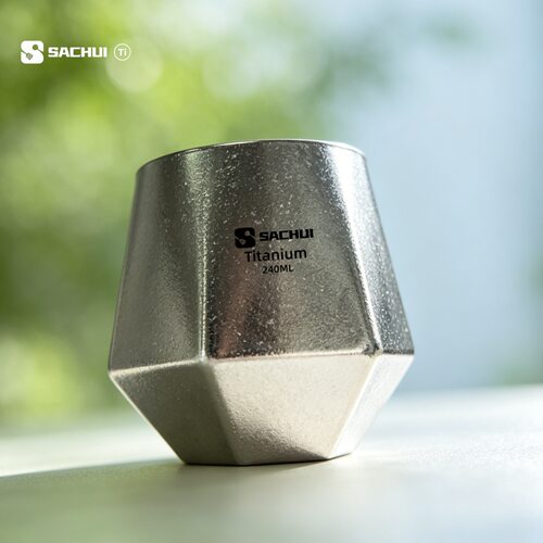 纯钛钻石杯冰花结晶六角杯双层防烫户外露营便携直饮水杯随手杯子