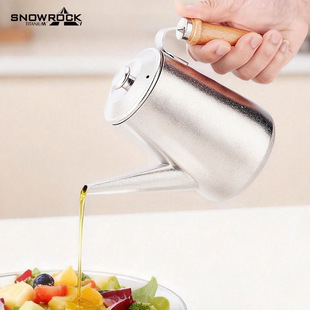 界者纯钛冰花油壶厨房家用防烫防溢带盖储油实木手柄倒油