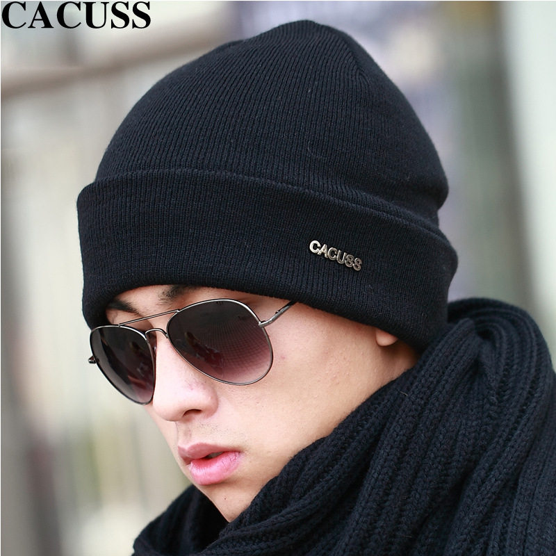 CACUSS羊毛毛线帽男女帽子冬天针织帽男士帽子冬保暖潮包头帽冷帽