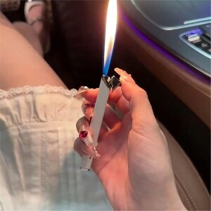 充气打火机创意糖果色女士打火机小巧长条纤细放进烟盒可爱个性
