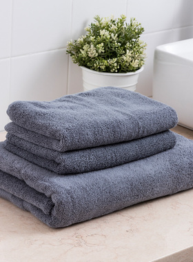毛巾浴巾棉灰色加厚素色柔软吸水酒店宾馆美容航空盖毯毛巾套装