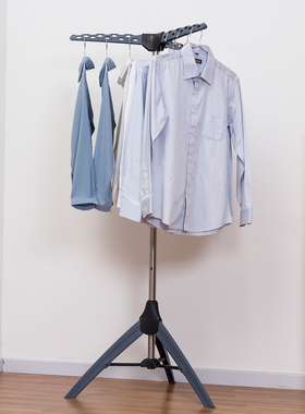 灰色挂衣架加粗伸缩落地晾衣架卧室衣物收纳架阳台晾晒架