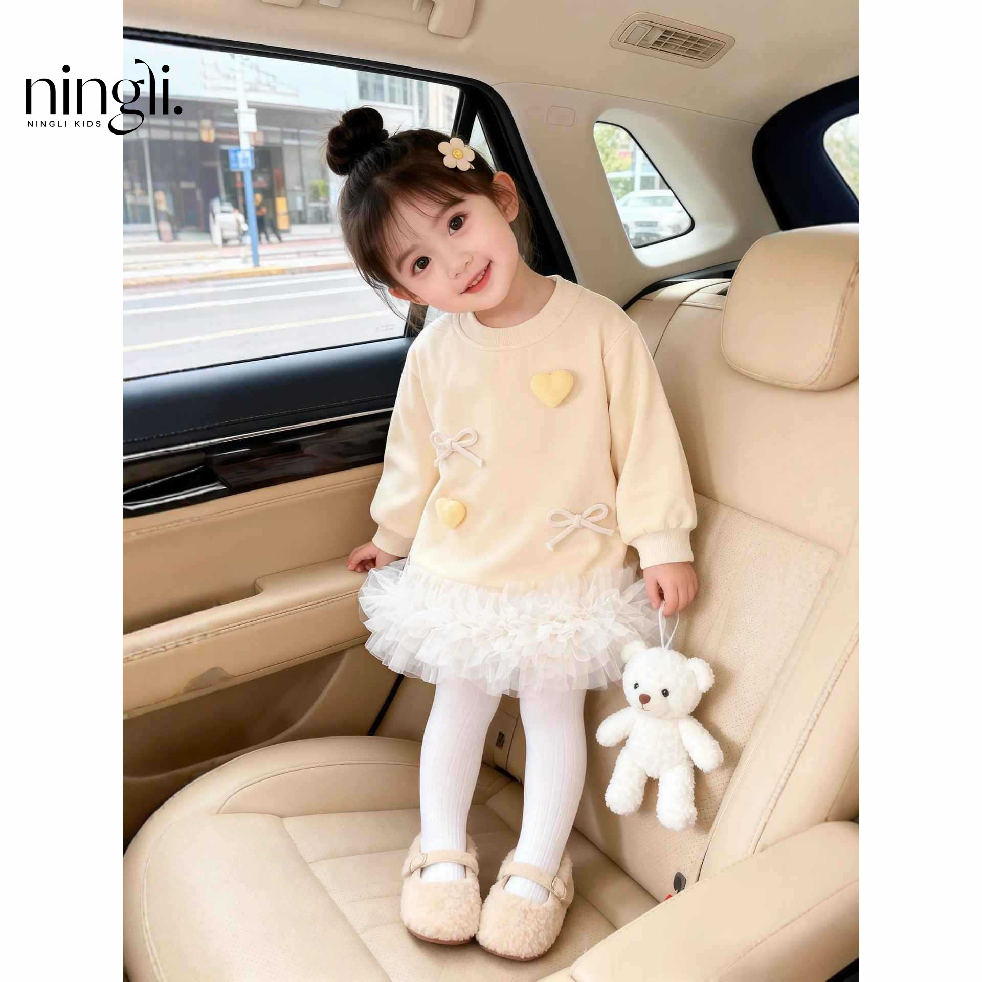 柠里女童卫衣裙秋冬装25新款洋气女宝宝蓬蓬裙甜美中长公主裙