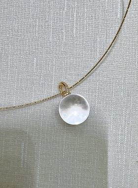 超A天然全净玻璃体白水晶吊坠轻奢小众设计感锁骨链送女友闺蜜