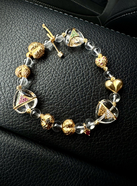 天然白水晶屁桃比基尼手链单圈手串饰品礼物送女友闺蜜生日礼物