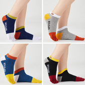 新款 五指袜子男女士纯棉短筒脚趾分指袜拼色小熊秋冬袜子全棉