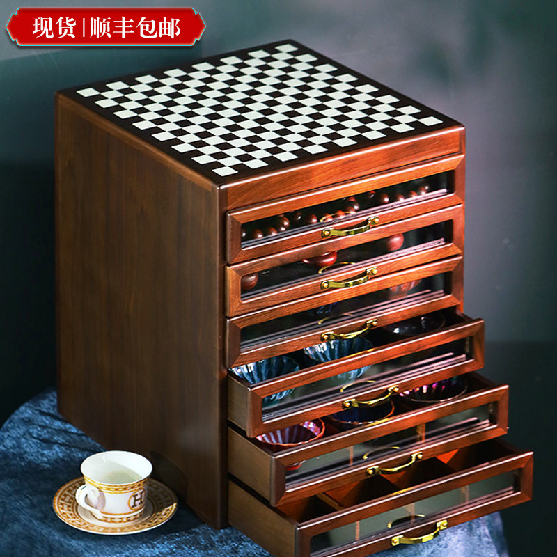 实木多层首饰盒茶具柜北美胡桃原木大容量珠宝展示牙科文玩收纳箱,收纳整理,收纳箱,淘宝优惠券,粉丝福利购,淘宝优惠卷