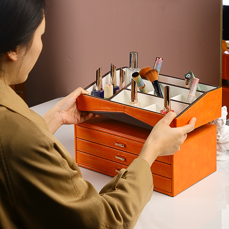 高档大容量多层首饰珠宝盒女化妆欧式韩国梳妆台置物架饰收纳柜盒