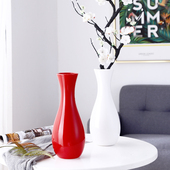简约红色陶瓷花瓶婚礼喜庆结婚装 饰花器新房乔迁玄关桌面摆件