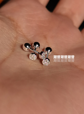 超闪圆形微镶耳骨钉女925银耳针螺丝拧睡觉免摘养耳洞迷你小耳钉