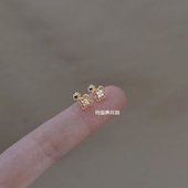 金色四叶草耳钉女纯银针2025年新款 潮螺丝拧高级感小巧耳骨钉