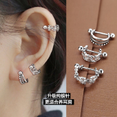 做旧十字架耳钉女纯银针螺丝拧扣睡觉免摘复古耳骨环耳圈耳钉耳饰