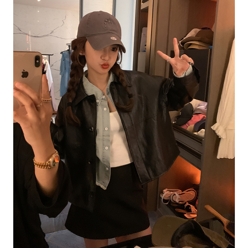 小个子不挑人好穿机车黑皮衣2c298- w250-p145-k198