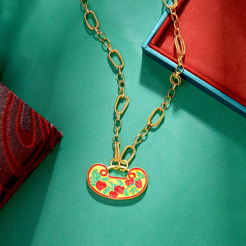 Refinement Guochao Retro Xanadu Pendant Silver ornament Enamel Paint Longevity lock jewelry Send mom giftin the Accessories/Fashion Jewelry, Pendant/Pendant  category - from Buy2taobao.com to provide professional Taobao agent buy service