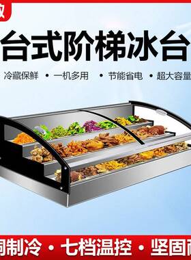 商用阶梯冷藏冷冻展示柜小型夜市摆摊串串凉菜展示三轮车移动冰柜
