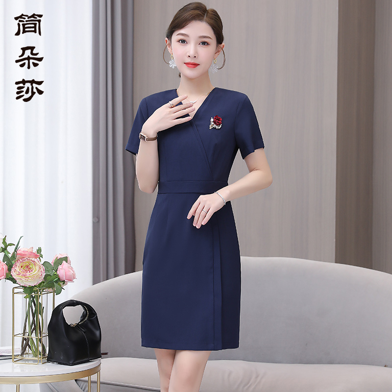职业连衣裙女珠宝店美容院夏工装
