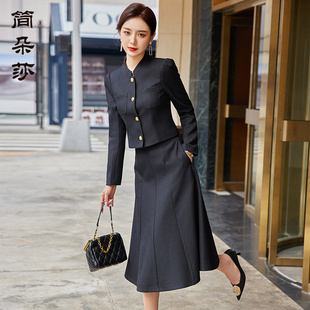 黑色短款小西装外套女2023春秋新款韩版名媛小香风西服半身裙套装